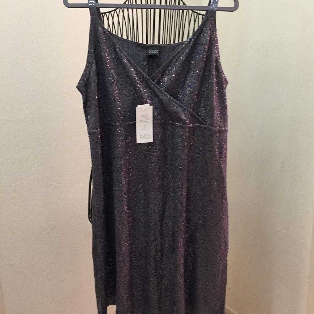 NWT Eileen Fisher Sequined Silk Knit Dress